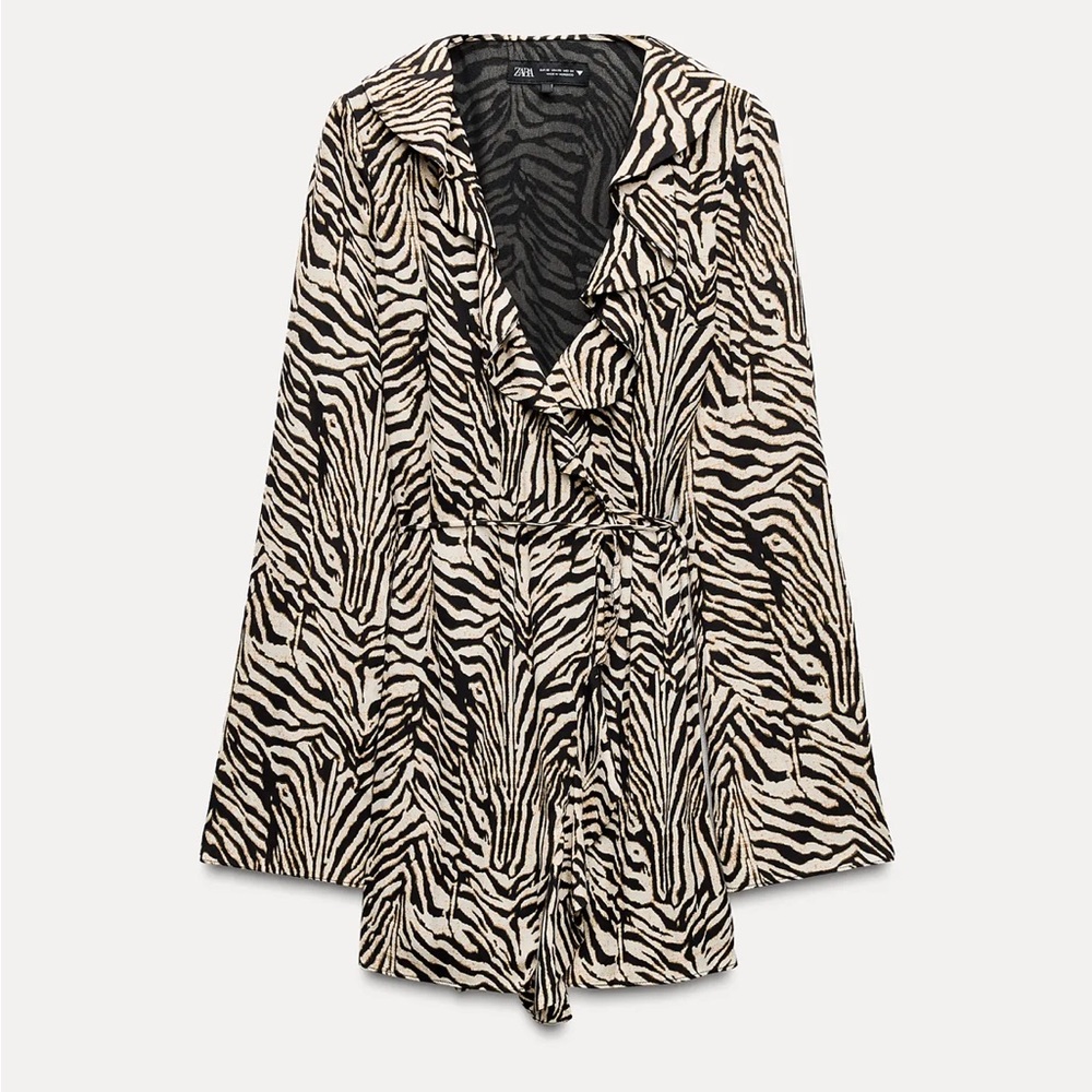 Zara Ruffled Animal Print Dress